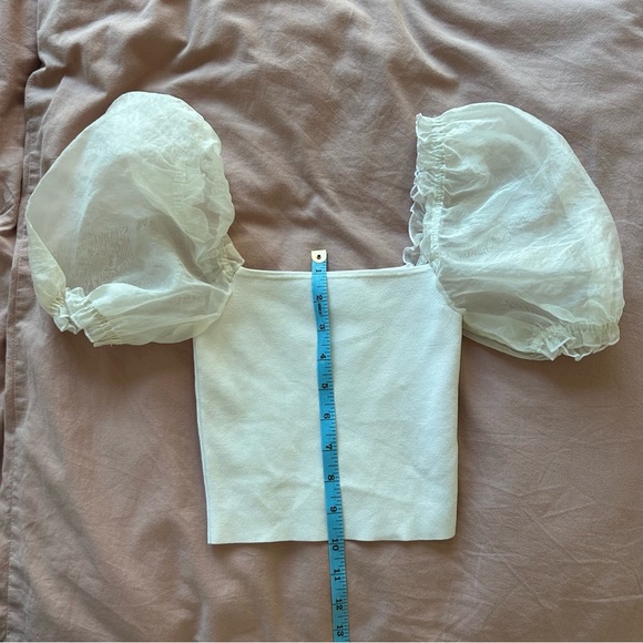 🤍 Aritzia Sheer Puff-Sleeve Crop Top - Picture 5 of 7